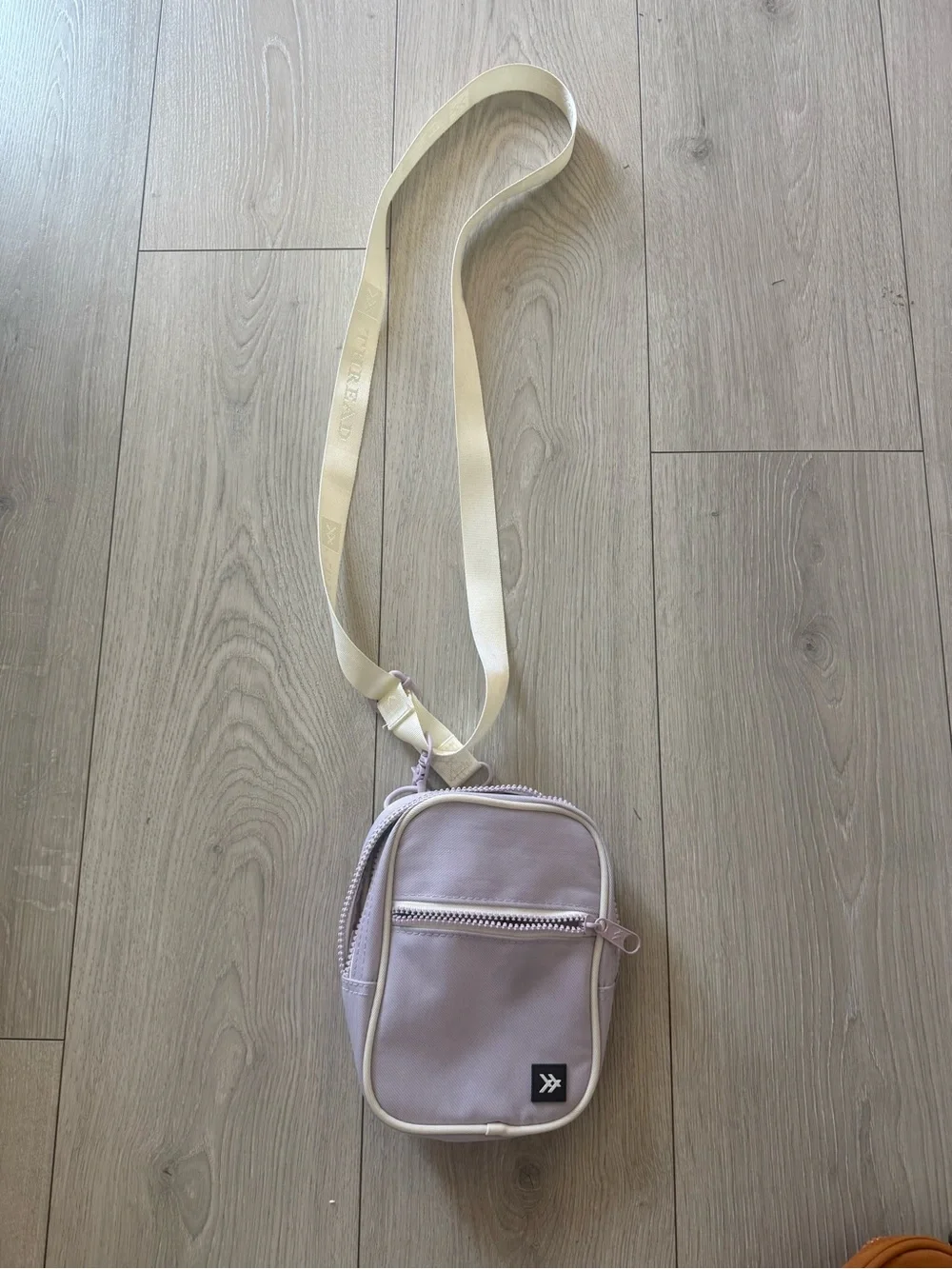 Mini Crossbody Bag in Light Lavender with Cream Strap